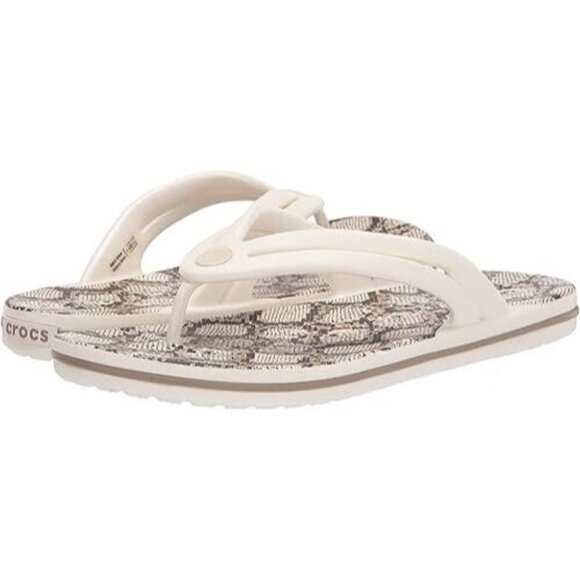 Crocs Crocband Snake Print Women's Flip-Flop Oyster/Mushroom Relax Fit Size 5 - Picture 12 of 16